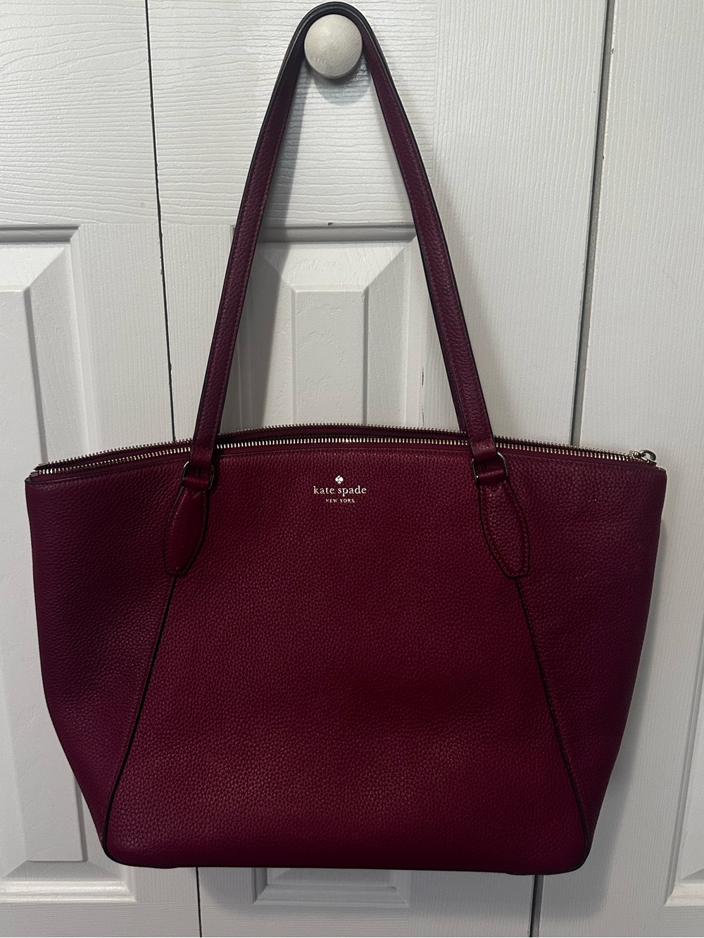 Kate Spade Dark Pink Leather Tote Bag